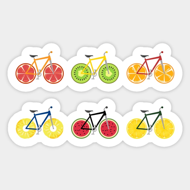 Fruit Wheels MTB Cycling Pattern For Bike Lovers And Cyclists Sticker by 4U2NV-LDN